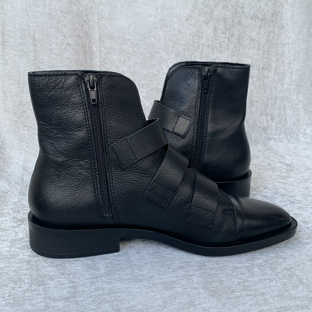Zara Trafaluc Floral Embroidered Black Buckle Booties - Picture 5 of 12